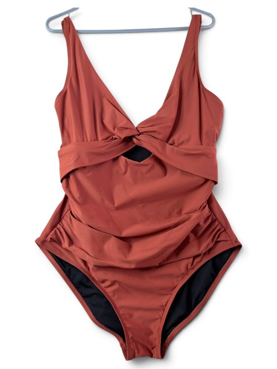 Dkny Other - dkny rust orange twist front cutout one piece swimsuit 2xl tummy control ruched